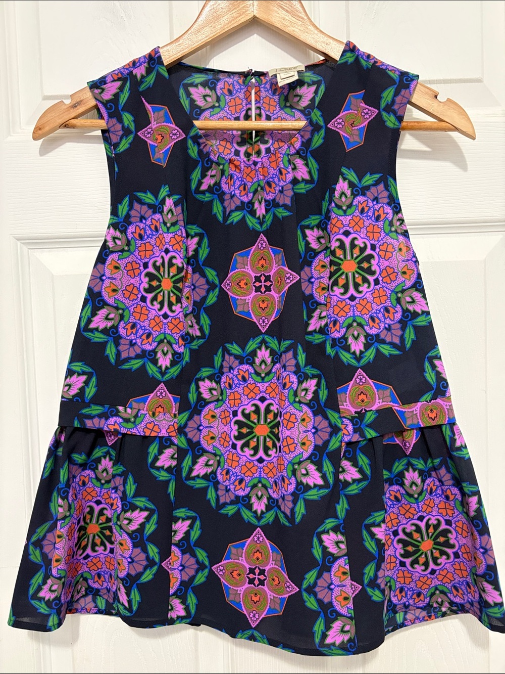 J Crew Medallion Pattern Peplum Blouse